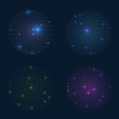 Wall Mural - sphere of dots or particles isolated on black color. technology abstract art background. collection 
