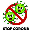 Stop Corona Covid-19 sign in cartoon style