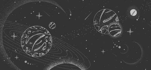 Wall Mural - vector illustration of astrology background. outer space and planets
