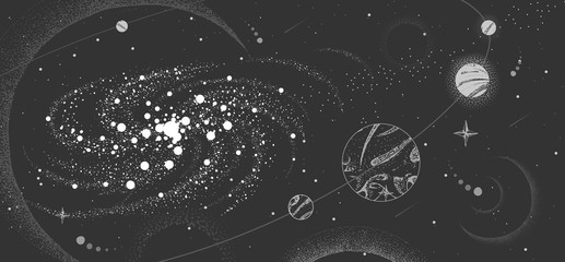 Wall Mural - vector illustration of astrology background. outer space and planets