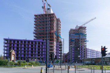 Construction of new residential apartment buildings in an urban city centre environment