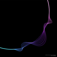Wall Mural - abstract wavy lines around circle frame by colorful light isolated on black background in concept te