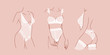 © Dariia - Set of Elegant attractive female body silhouettes. Ladies wearing Sexy white Lace Lingerie. Hand drawn trendy Vector fashion isolated illustrations. Unique style. Modern design