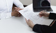 © Puwasit Inyavileart - Employer or HR department is reading the resume and interviewing the ability of new employees, Employer is selecting job applicants, Employment and Recruitment Concept.