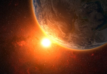 Wall Mural - earth, galaxy and sun.