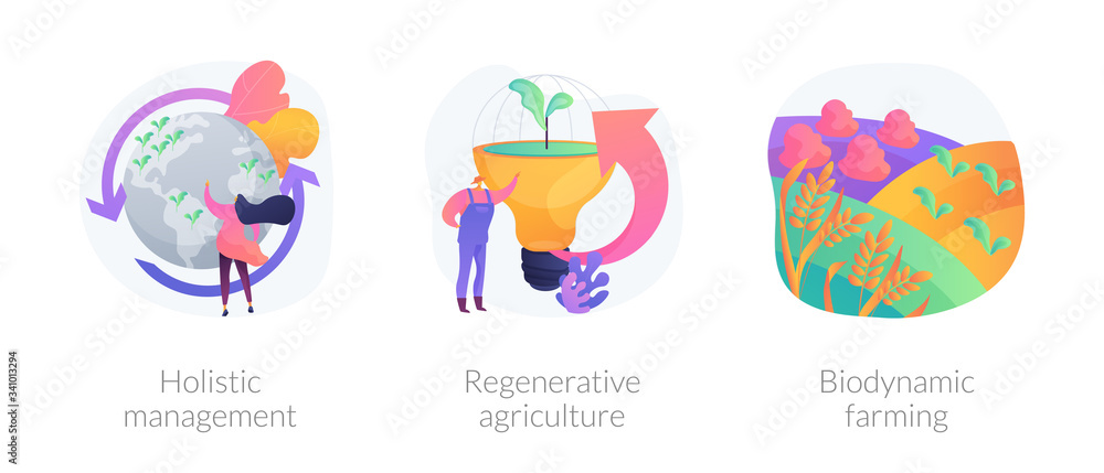 Conservation and rehabilitation farming system abstract concept vector ...
