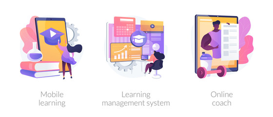 Canvas Print - learning management system abstract concept vector illustration set. mobile learning application, on