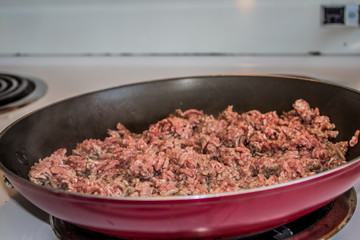 cooking ground beef in frying pan