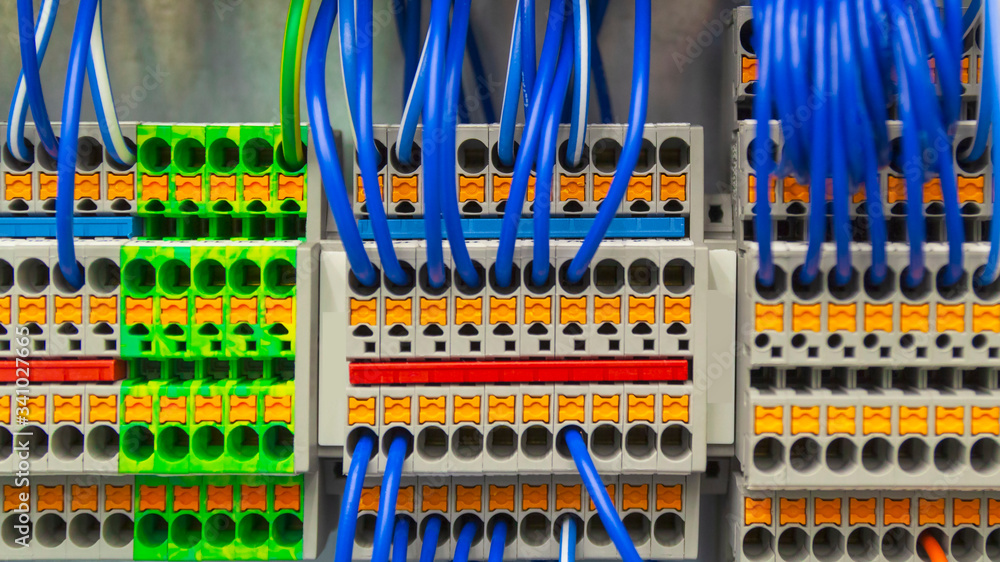 Terminal of control . Control panel assembly with wire and terminal box, ground terminal,personal earth terminal