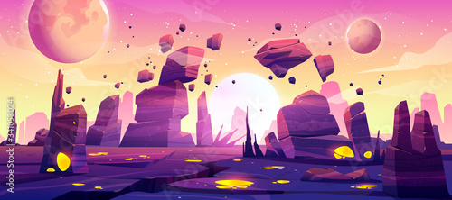Alien planet landscape for space game background Tableau sur Toile