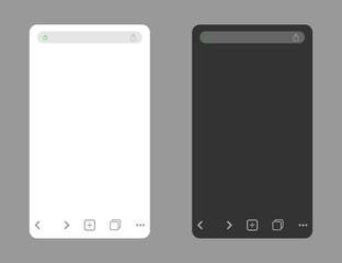 Wall Mural - browser mockup in light and dark mode. template of mobile browser in dark and white colors. isolated