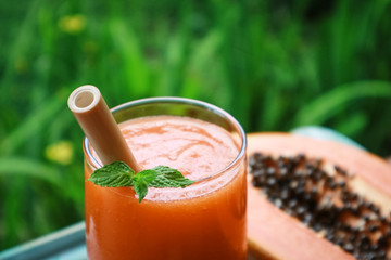 Wall Mural - Papaya smoothie in glass