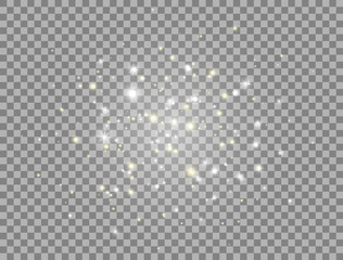 Wall Mural - glow light effect composition. bright golden and white sparkles on transparent background. glitter m