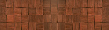 Brown Dark Square Wooden Cubes Texture Background Banner Panorama