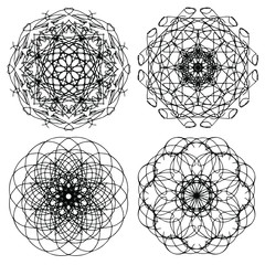 Wall Mural - Set of four hand drawn abstract mandalas. Vector illustration