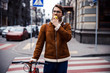 © Yakobchuk Olena - Dreamy man on zebra crossing in the city stock photo