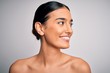 © Krakenimages.com - Close up of young beautiful woman with clear and pure skin. Perfect and clean skincare wearing natural makeup. Smiling happy looking fresh and healthy.