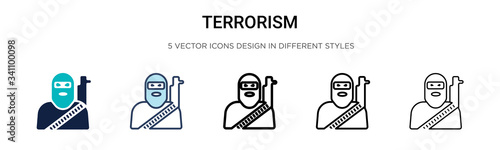 Fotomural Terrorism icon in filled, thin line, outline and stroke style