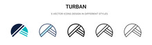 Turban Icon In Filled, Thin Line, Outline And Stroke Style. Vector Illustration Of Two Colored And Black Turban Vector Icons Designs Can Be Used For Mobile, Ui,