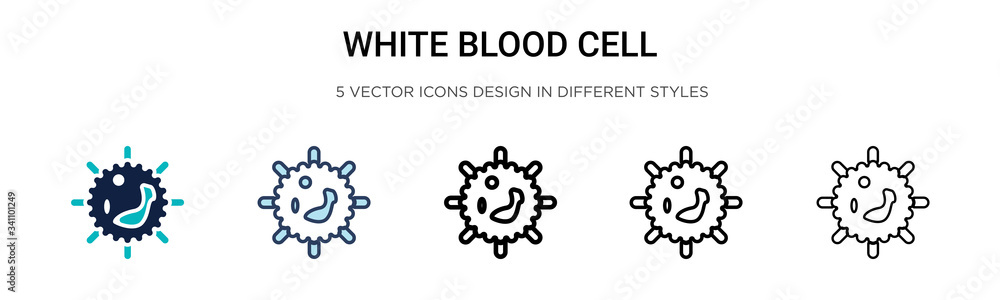 White blood cell icon in filled, thin line, outline and stroke style ...