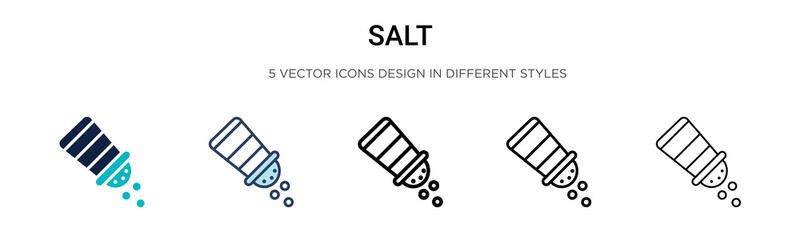 Wall Mural - Salt icon in filled, thin line, outline and stroke style. Vector illustration of two colored and black salt vector icons designs can be used for mobile, ui,