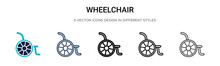 Wheelchair Icon In Filled, Thin Line, Outline And Stroke Style. Vector Illustration Of Two Colored And Black Wheelchair Vector Icons Designs Can Be Used For Mobile, Ui,