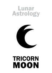 Wall Mural - Astrology Alphabet: Three-horned MOON (Luna tricornis), Mystical symbol of Lunar Magic, Sorcery and Wizardry. Hieroglyphic character sign (original symbol).