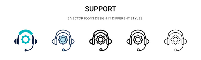 Wall Mural - Support icon in filled, thin line, outline and stroke style. Vector illustration of two colored and black support vector icons designs can be used for mobile, ui,