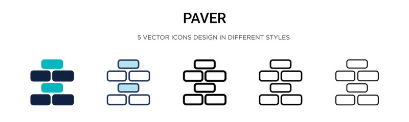 Paver icon in filled, thin line, outline and stroke style. Vector illustration of two colored and black paver vector icons designs can be used for mobile, ui,