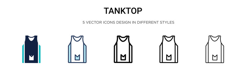Tanktop icon in filled, thin line, outline and stroke style. Vector illustration of two colored and black tanktop vector icons designs can be used for mobile, ui,
