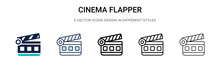 Cinema Flapper Icon In Filled, Thin Line, Outline And Stroke Style. Vector Illustration Of Two Colored And Black Cinema Flapper Vector Icons Designs Can Be Used For Mobile, Ui,