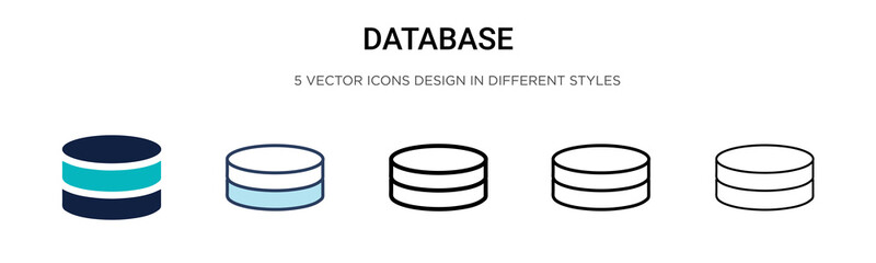 Wall Mural - database icon in filled, thin line, outline and stroke style. vector illustration of two colored and