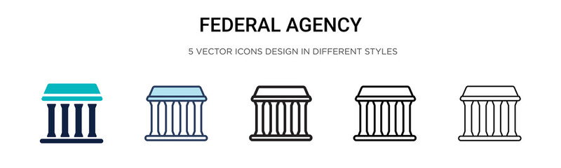 Federal agency icon in filled, thin line, outline and stroke style. Vector illustration of two colored and black federal agency vector icons designs can be used for mobile, ui,