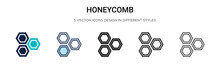 Honeycomb Icon In Filled, Thin Line, Outline And Stroke Style. Vector Illustration Of Two Colored And Black Honeycomb Vector Icons Designs Can Be Used For Mobile, Ui,