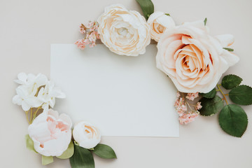 Wall Mural - Blank invitation with rose decoration