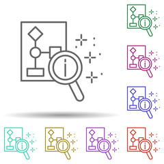 Canvas Print - Analysis magnifier information multi color icon. Simple thin line, outline vector of managment icons for ui and ux, website or mobile application