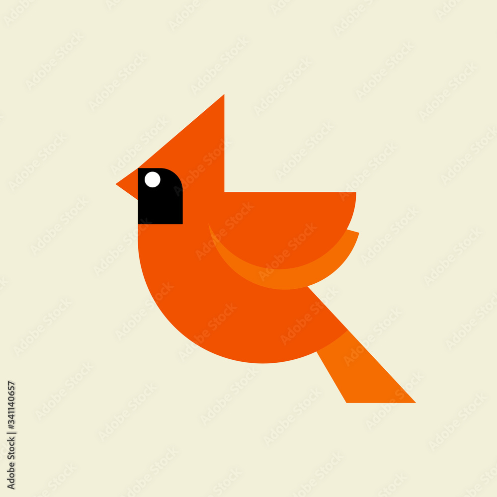red cardinal bird flat design vector illustration. Abstract flying bird ...