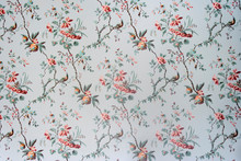 Full Frame Shot Of Vintage Wallpaper With Floral Pattern