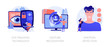 © Visual Generation - Modern sensor tech. Human-computer and user interface interaction methods. Eye-tracking technology, gesture recognition, emotion detection metaphors. Vector isolated concept metaphor illustrations.