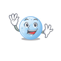 Wall Mural - A charismatic blue moon mascot design style smiling and waving hand