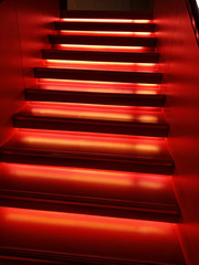  Red illuminated stairs indoors