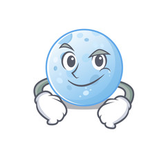 Sticker - A mascot design of blue moon having confident gesture