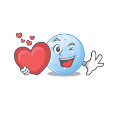 Sticker - A sweet blue moon cartoon character style with a heart