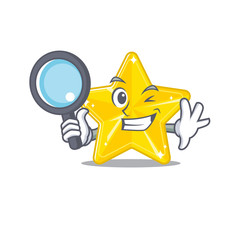 Sticker - Smart Detective of shiny star mascot design style with tools