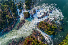 The Khone Falls And Pha Pheng Falls, Waterfalls The " Niagara Of The Asia", Champasak Southern Laos