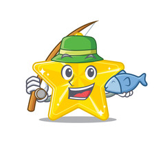 Poster - Cartoon design concept of shiny star while fishing