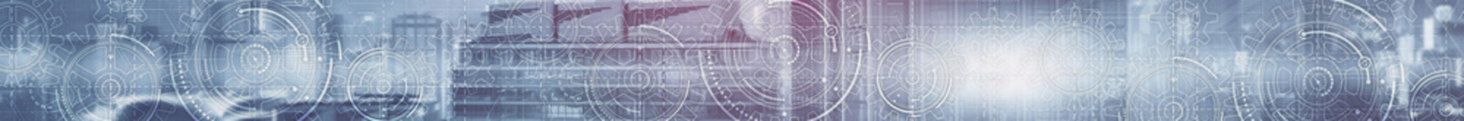 Wall Mural - horizontal technology background. headers website. mechanism, gears work.