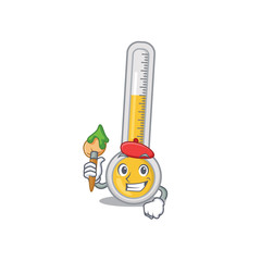 Wall Mural - A creative warm thermometer artist mascot design style paint with a brush