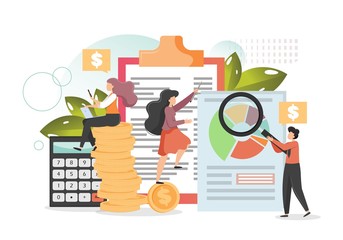 Company budget planning, vector flat style design illustration