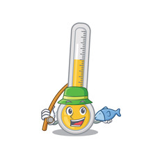 Sticker - Cartoon design concept of warm thermometer while fishing